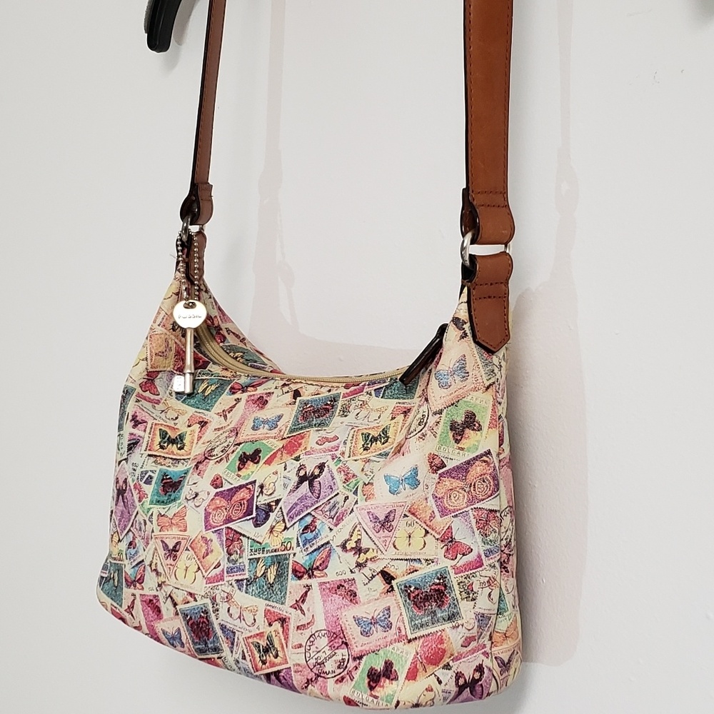 Fossil 1954 butterfly postage stamp bag